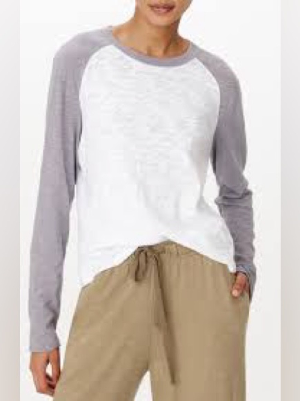 ATM colorblock lilac purple white long sleeve baseball t shirt small